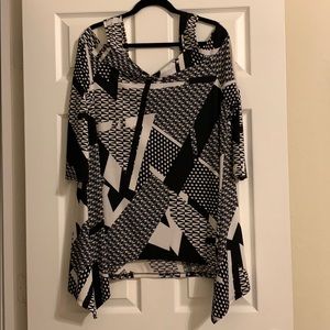 Cold Shoulder 3/4 Quarter Length Sleeve Shirt